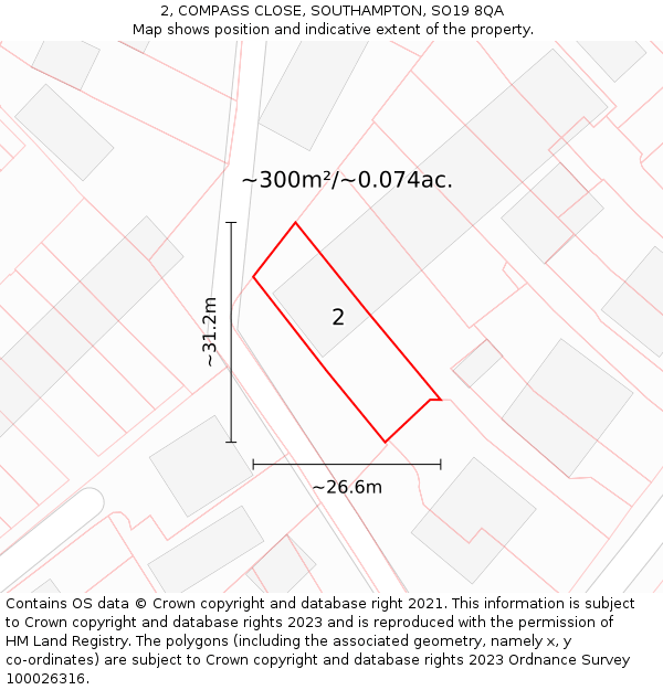 2, COMPASS CLOSE, SOUTHAMPTON, SO19 8QA: Plot and title map