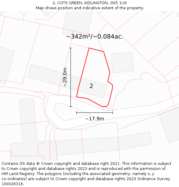 2, COTS GREEN, KIDLINGTON, OX5 1UX: Plot and title map