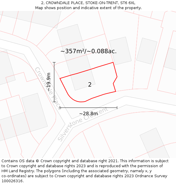 2, CROWNDALE PLACE, STOKE-ON-TRENT, ST6 6XL: Plot and title map