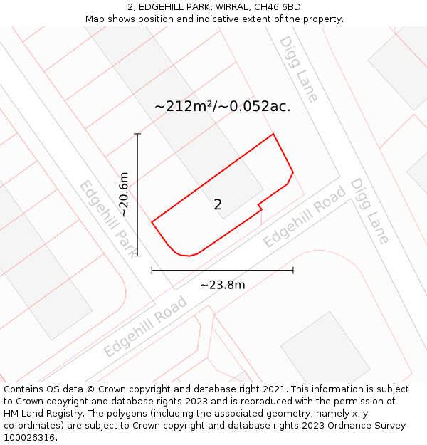 2, EDGEHILL PARK, WIRRAL, CH46 6BD: Plot and title map