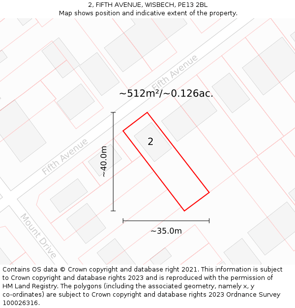 2, FIFTH AVENUE, WISBECH, PE13 2BL: Plot and title map