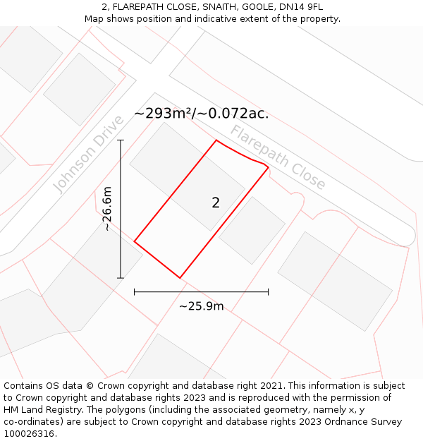 2, FLAREPATH CLOSE, SNAITH, GOOLE, DN14 9FL: Plot and title map