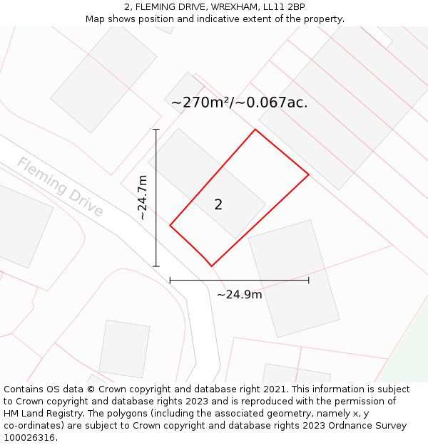 2, FLEMING DRIVE, WREXHAM, LL11 2BP: Plot and title map