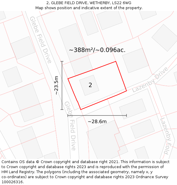 2, GLEBE FIELD DRIVE, WETHERBY, LS22 6WG: Plot and title map