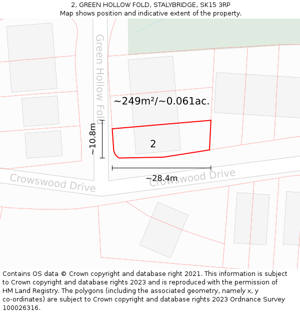 2, GREEN HOLLOW FOLD, STALYBRIDGE, SK15 3RP: Plot and title map