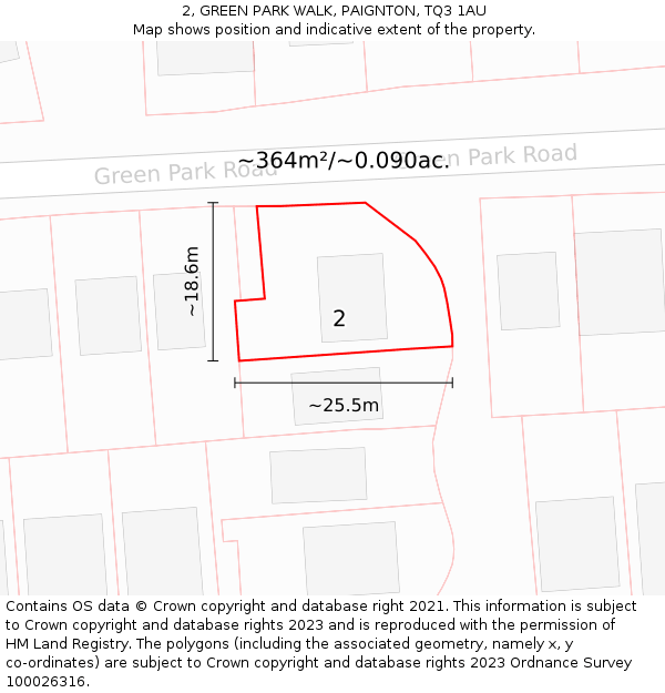 2, GREEN PARK WALK, PAIGNTON, TQ3 1AU: Plot and title map