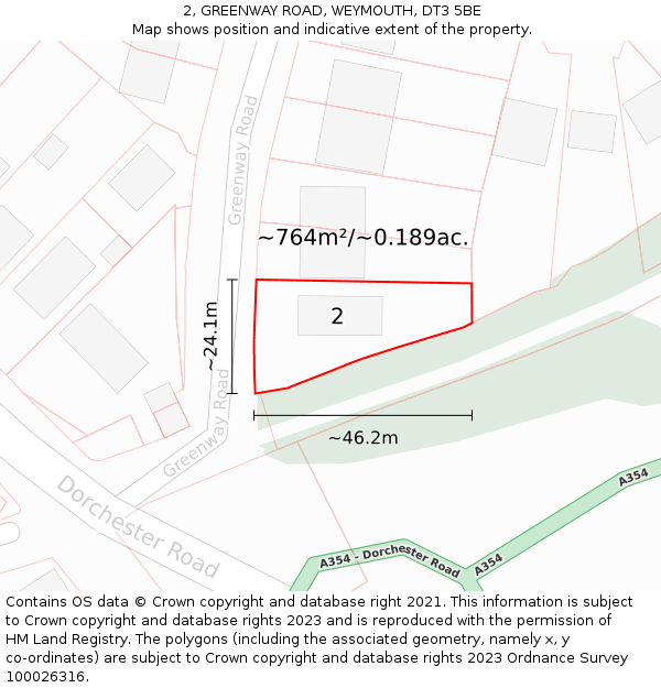 2, GREENWAY ROAD, WEYMOUTH, DT3 5BE: Plot and title map