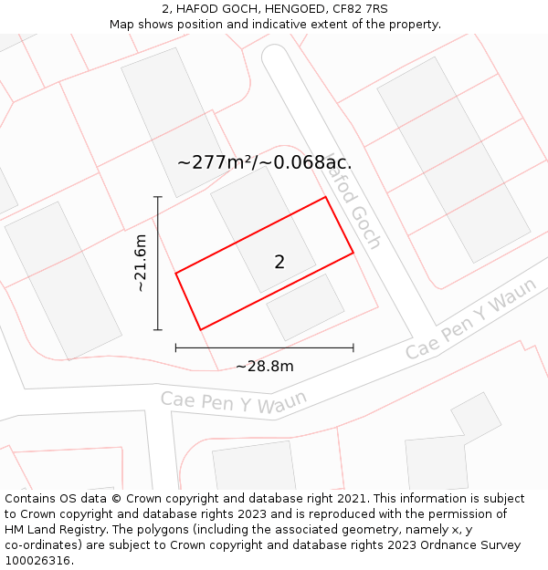 2, HAFOD GOCH, HENGOED, CF82 7RS: Plot and title map