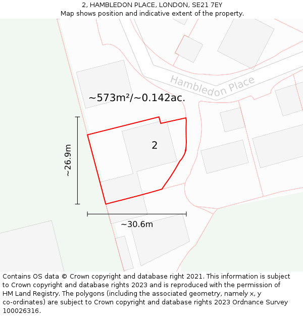 2, HAMBLEDON PLACE, LONDON, SE21 7EY: Plot and title map