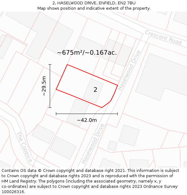 2, HASELWOOD DRIVE, ENFIELD, EN2 7BU: Plot and title map