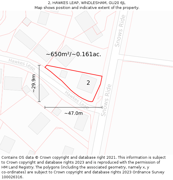 2, HAWKES LEAP, WINDLESHAM, GU20 6JL: Plot and title map