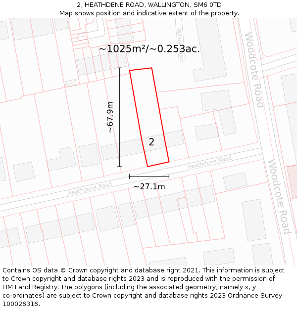 2, HEATHDENE ROAD, WALLINGTON, SM6 0TD: Plot and title map