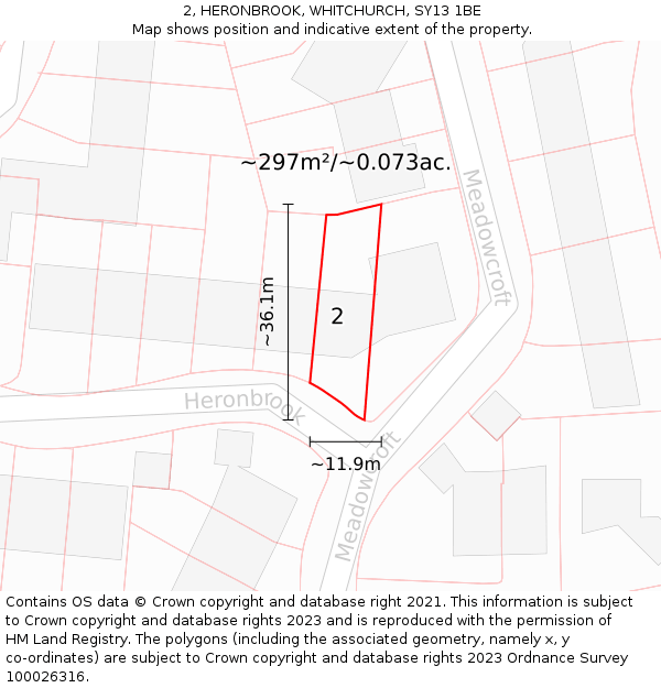 2, HERONBROOK, WHITCHURCH, SY13 1BE: Plot and title map
