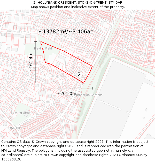 2, HOLLYBANK CRESCENT, STOKE-ON-TRENT, ST4 5AR: Plot and title map