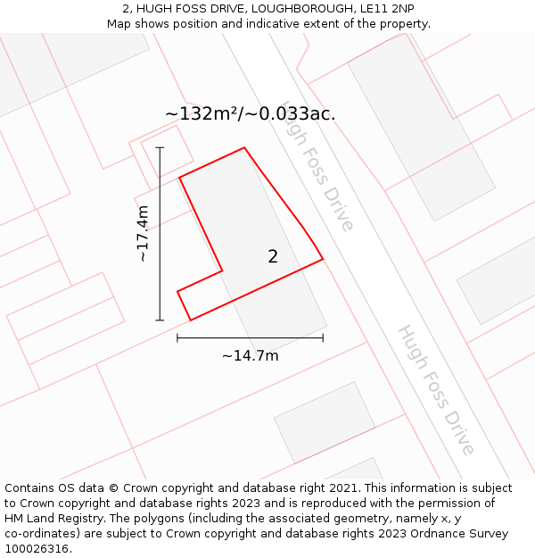 2, HUGH FOSS DRIVE, LOUGHBOROUGH, LE11 2NP: Plot and title map