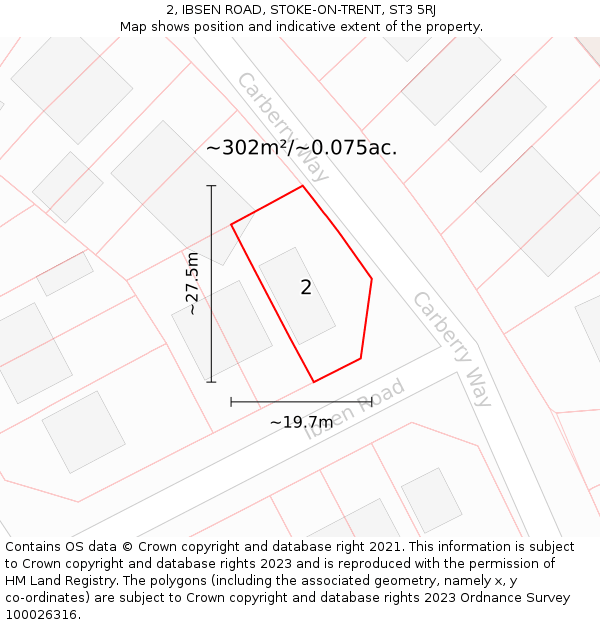 2, IBSEN ROAD, STOKE-ON-TRENT, ST3 5RJ: Plot and title map