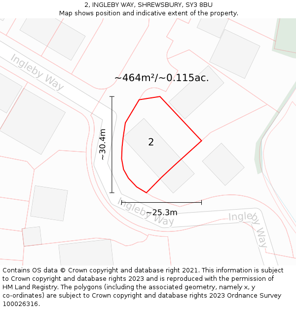 2, INGLEBY WAY, SHREWSBURY, SY3 8BU: Plot and title map