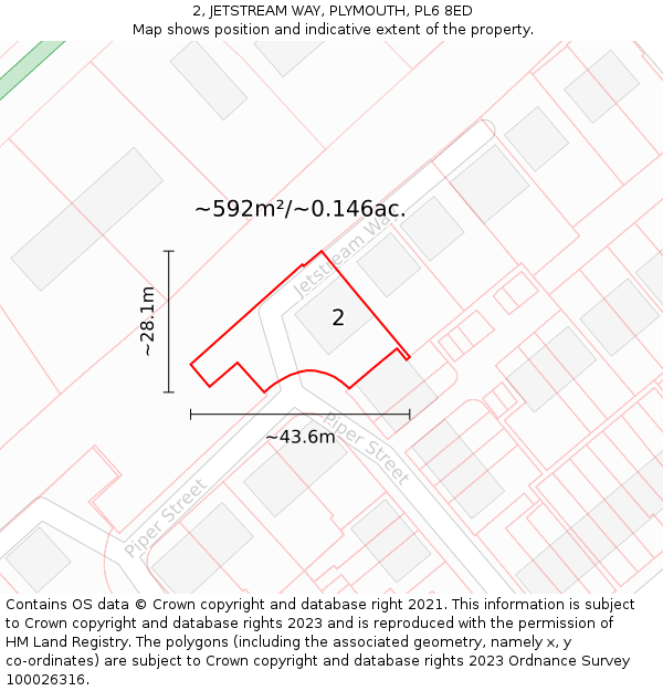 2, JETSTREAM WAY, PLYMOUTH, PL6 8ED: Plot and title map