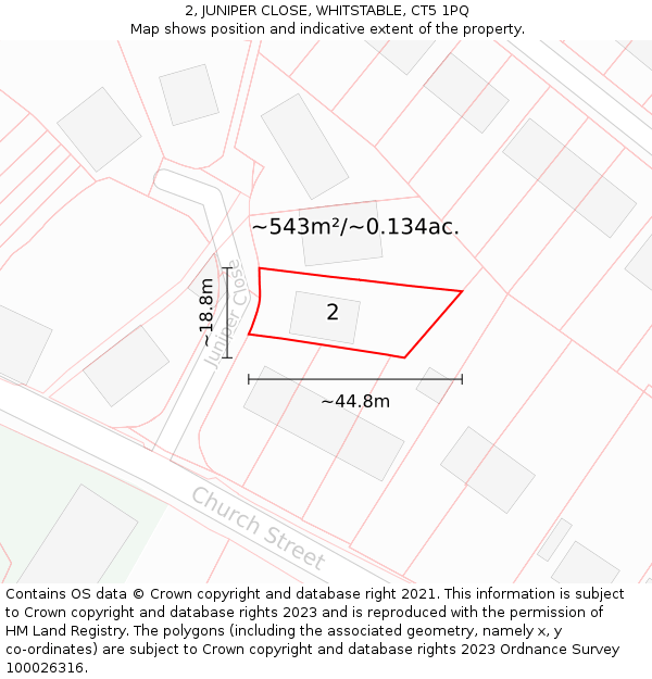 2, JUNIPER CLOSE, WHITSTABLE, CT5 1PQ: Plot and title map