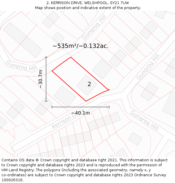 2, KERRISON DRIVE, WELSHPOOL, SY21 7UW: Plot and title map