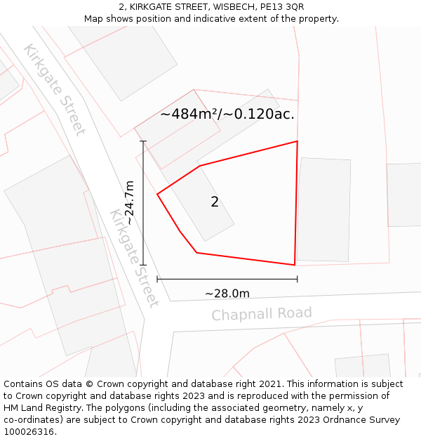 2, KIRKGATE STREET, WISBECH, PE13 3QR: Plot and title map