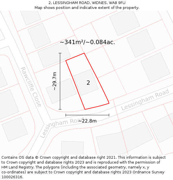 2, LESSINGHAM ROAD, WIDNES, WA8 9FU: Plot and title map