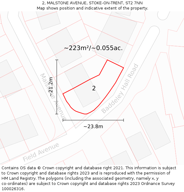 2, MALSTONE AVENUE, STOKE-ON-TRENT, ST2 7NN: Plot and title map