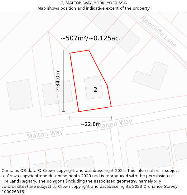 2, MALTON WAY, YORK, YO30 5SG: Plot and title map