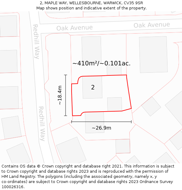 2, MAPLE WAY, WELLESBOURNE, WARWICK, CV35 9SR: Plot and title map