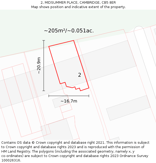 2, MIDSUMMER PLACE, CAMBRIDGE, CB5 8ER: Plot and title map