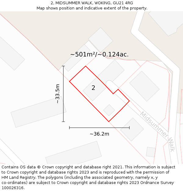 2, MIDSUMMER WALK, WOKING, GU21 4RG: Plot and title map