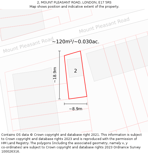 2, MOUNT PLEASANT ROAD, LONDON, E17 5RS: Plot and title map