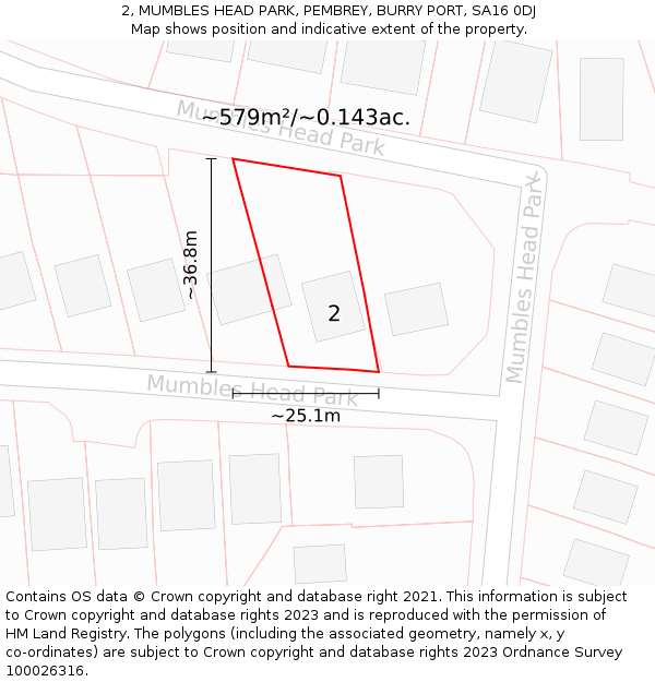 2, MUMBLES HEAD PARK, PEMBREY, BURRY PORT, SA16 0DJ: Plot and title map