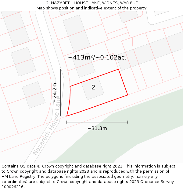 2, NAZARETH HOUSE LANE, WIDNES, WA8 8UE: Plot and title map