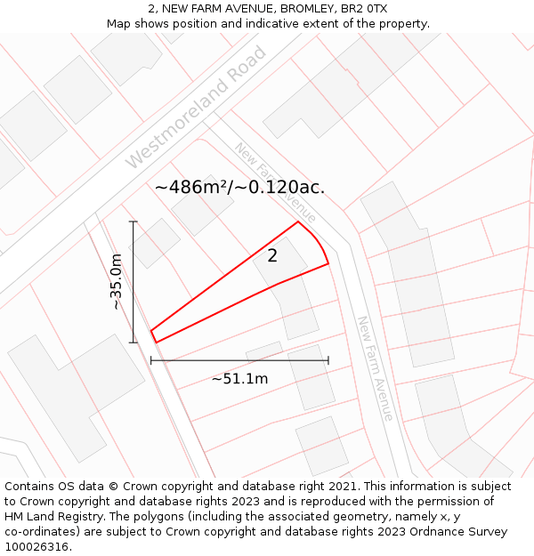 2, NEW FARM AVENUE, BROMLEY, BR2 0TX: Plot and title map