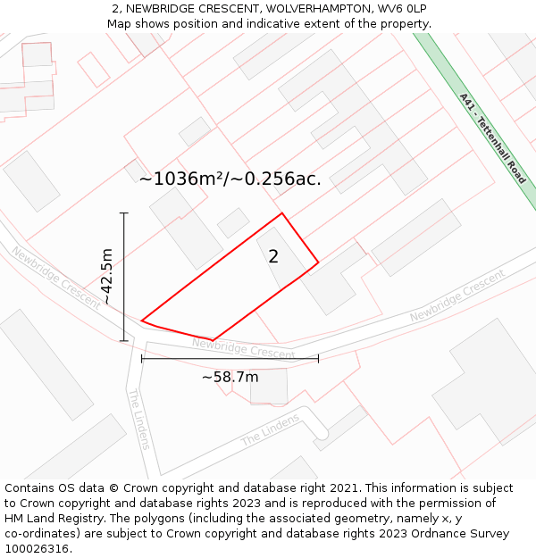 2, NEWBRIDGE CRESCENT, WOLVERHAMPTON, WV6 0LP: Plot and title map