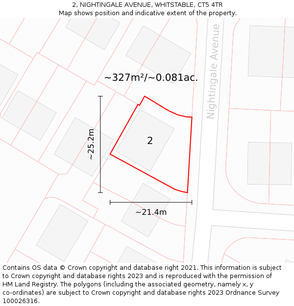 2, NIGHTINGALE AVENUE, WHITSTABLE, CT5 4TR: Plot and title map
