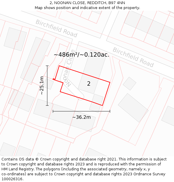 2, NOONAN CLOSE, REDDITCH, B97 4NN: Plot and title map