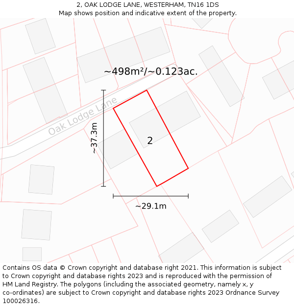 2, OAK LODGE LANE, WESTERHAM, TN16 1DS: Plot and title map