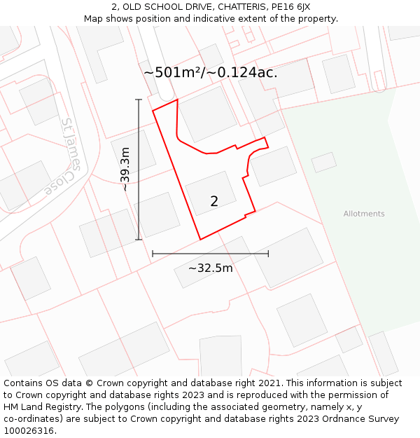 2, OLD SCHOOL DRIVE, CHATTERIS, PE16 6JX: Plot and title map