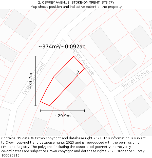2, OSPREY AVENUE, STOKE-ON-TRENT, ST3 7FY: Plot and title map