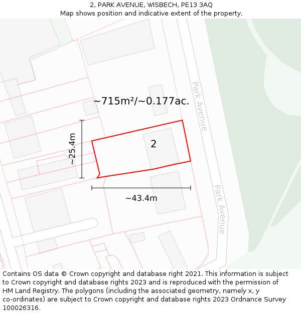 2, PARK AVENUE, WISBECH, PE13 3AQ: Plot and title map