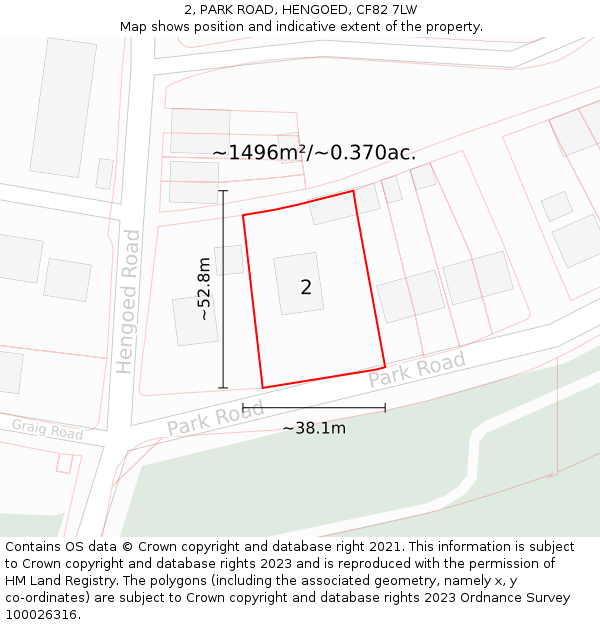 2, PARK ROAD, HENGOED, CF82 7LW: Plot and title map