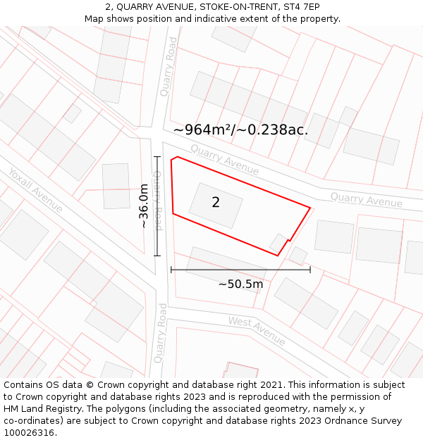 2, QUARRY AVENUE, STOKE-ON-TRENT, ST4 7EP: Plot and title map