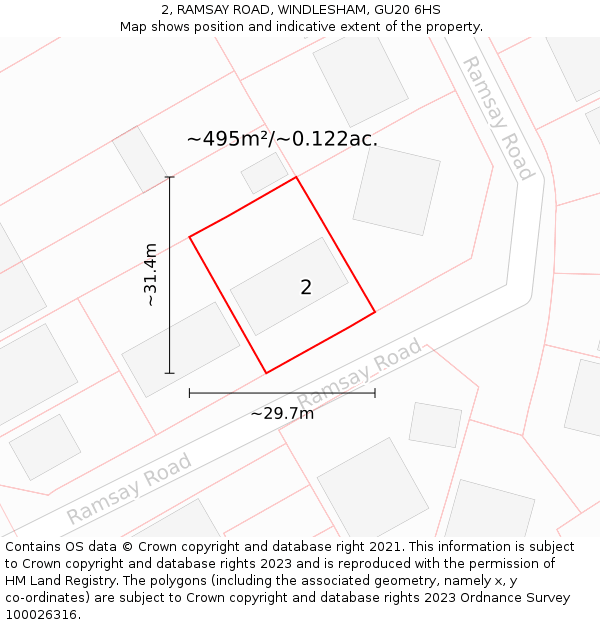 2, RAMSAY ROAD, WINDLESHAM, GU20 6HS: Plot and title map