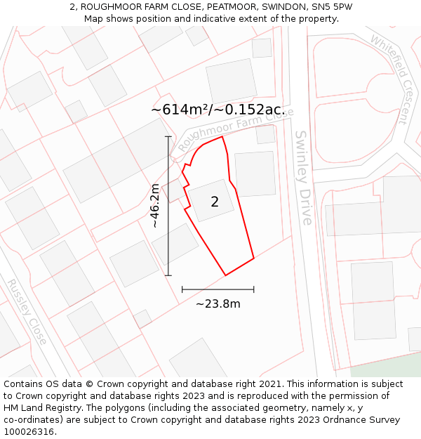 2, ROUGHMOOR FARM CLOSE, PEATMOOR, SWINDON, SN5 5PW: Plot and title map