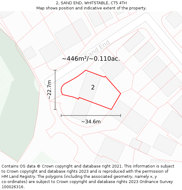 2, SAND END, WHITSTABLE, CT5 4TH: Plot and title map