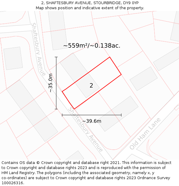 2, SHAFTESBURY AVENUE, STOURBRIDGE, DY9 0YP: Plot and title map