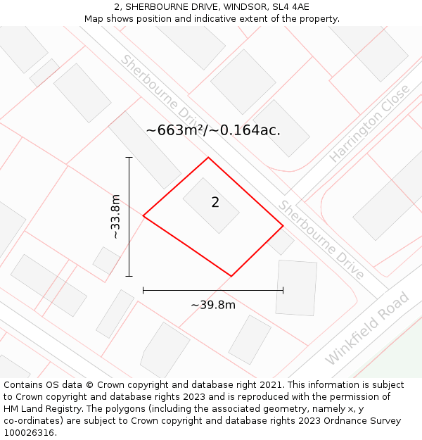 2, SHERBOURNE DRIVE, WINDSOR, SL4 4AE: Plot and title map