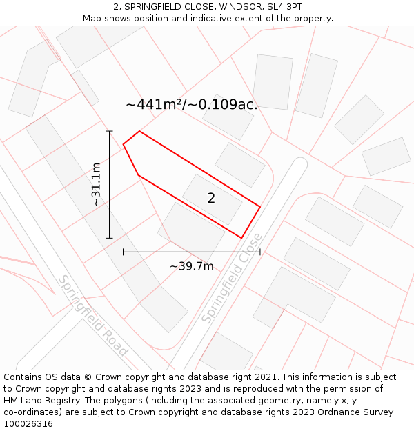 2, SPRINGFIELD CLOSE, WINDSOR, SL4 3PT: Plot and title map